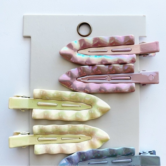 ANTHROPOLOGIE Iridescent Hair Clips Set of 6 NWT - Picture 3 of 5